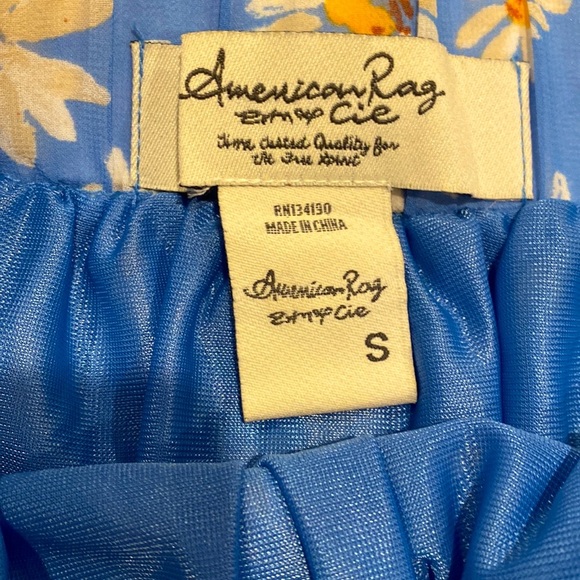 Floral Daisy Festival Blue White Yellow Mini Skirt Small - Picture 3 of 5